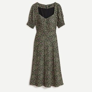 J.CREW NWOT Smocked Sleeve Lined Shirred Midi Dress in Floral Size 8
